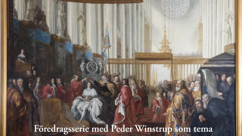 Målning av Karl den elftes kröning. Peder Winstrup står till vänster.