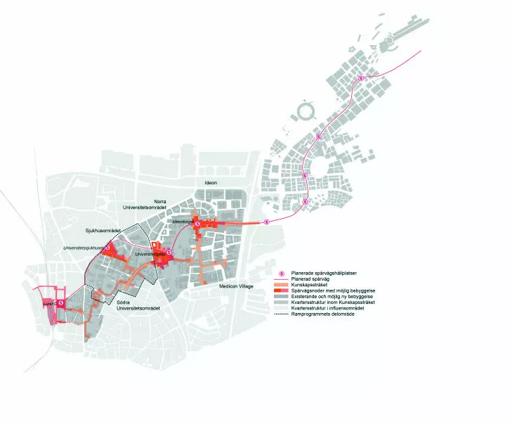 Karta över stadsdel i Lund.